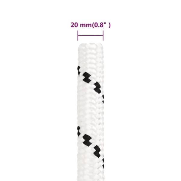 vidaXL arbejdsreb 20 mm 25 m polyester hvid