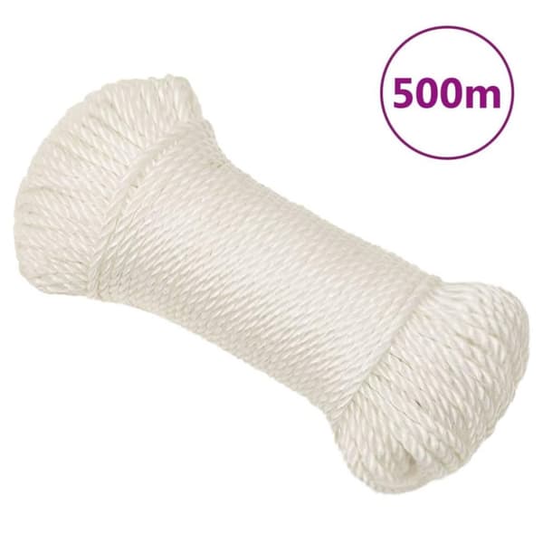 vidaXL arbejdsreb 6 mm 500 m polypropylen hvid