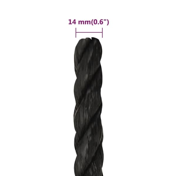 vidaXL Työköysi musta 14 mm 25 m polypropeeni