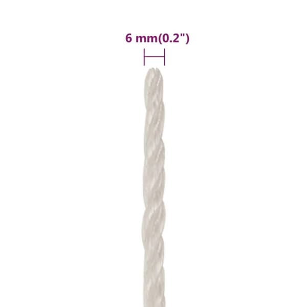 vidaXL Työköysi valkoinen 6 mm 250 m polypropeeni