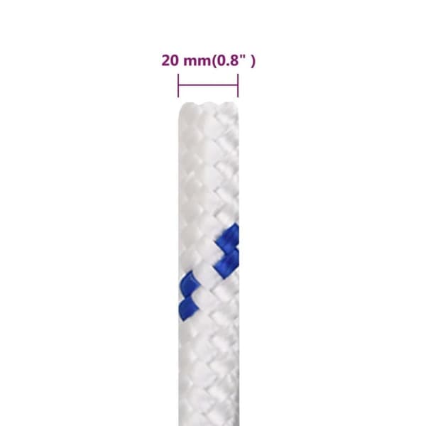 vidaXL tovværk til båd 20 mm 25 m polypropylen hvid