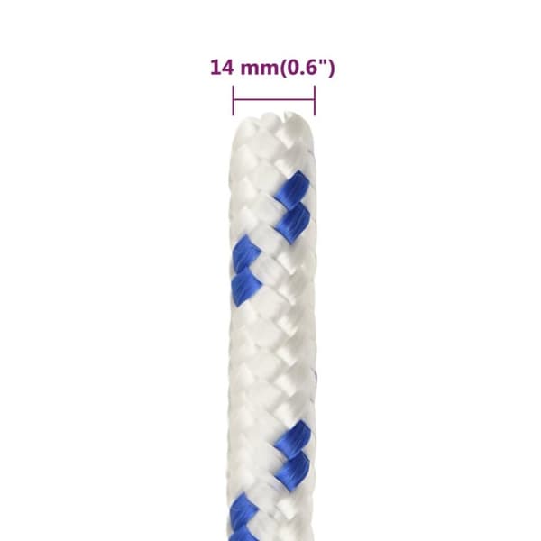 vidaXL tovværk til båd 14 mm 25 m polypropylen hvid