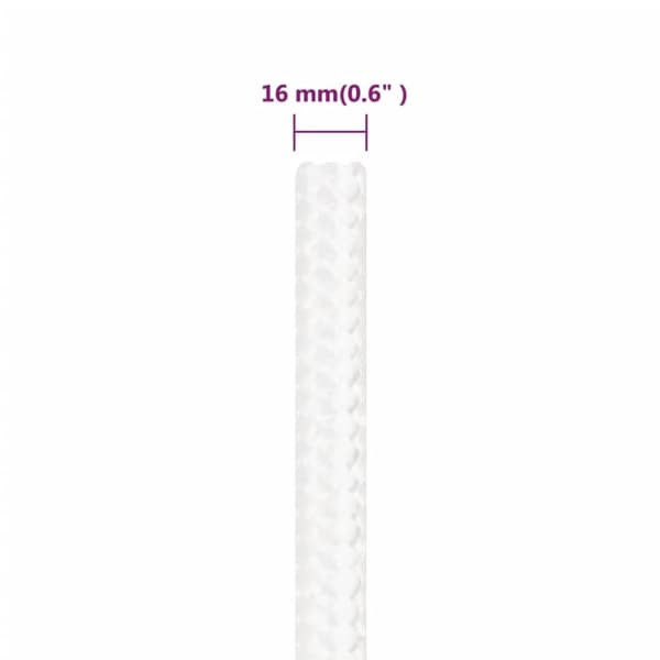 vidaXL tovværk til båd 16 mm 25 m polypropylen hvid