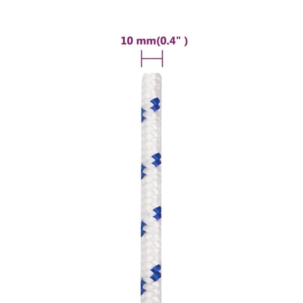 vidaXL Veneköysi valkoinen 10 mm 25 m polypropeeni