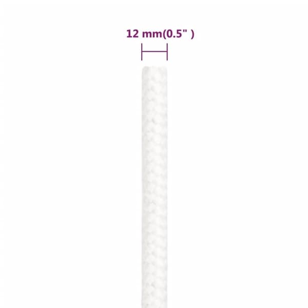 vidaXL tovværk til båd 12 mm 25 m polypropylen hvid
