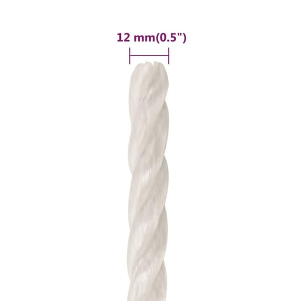 vidaXL arbejdsreb 12 mm 250 m polypropylen hvid