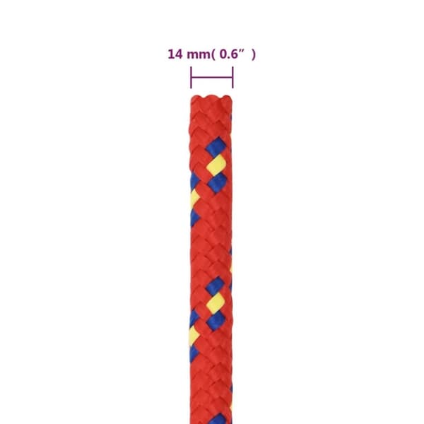vidaXL Veneköysi punainen 14 mm 100 m polypropeeni