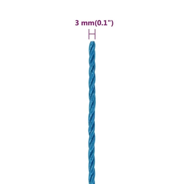 vidaXL arbejdsreb 3 mm 250 m polypropylen blå