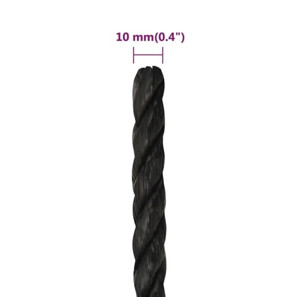 vidaXL Työköysi musta 10 mm 250 mm polypropeeni