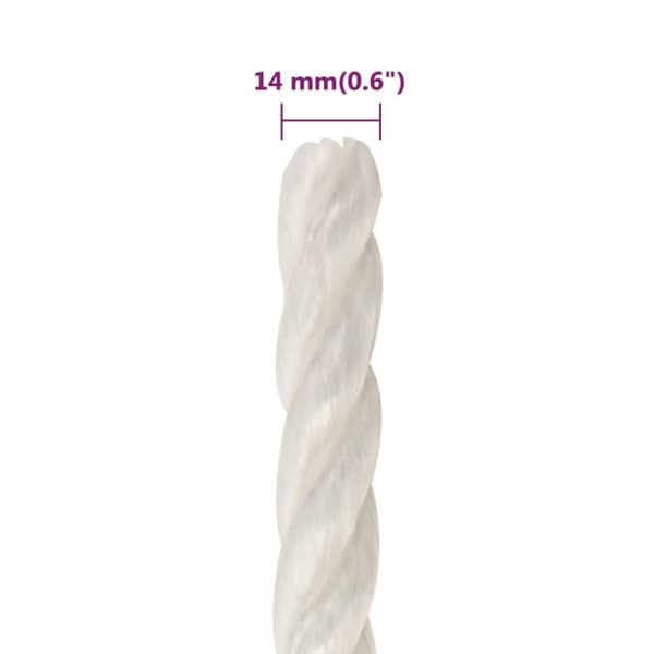 vidaXL arbejdsreb 14 mm 100 m polypropylen hvid
