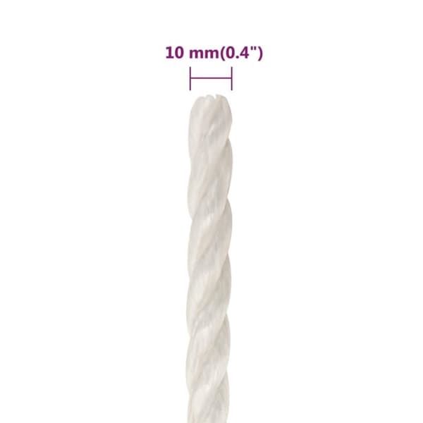 vidaXL arbejdsreb 10 mm 25 m polypropylen hvid