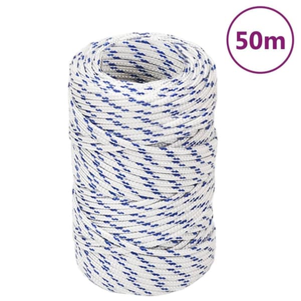 vidaXL tovværk til båd 2 mm 50 m polypropylen hvid