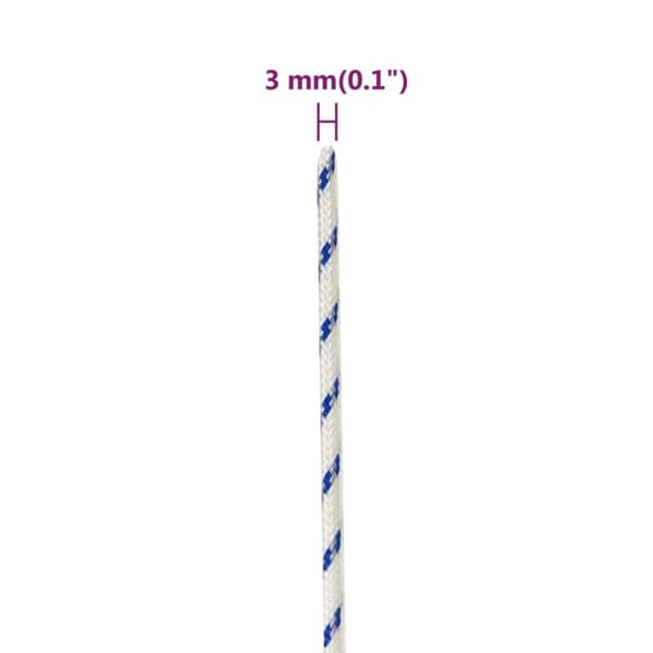 vidaXL tovværk til båd 3 mm 50 m polypropylen hvid