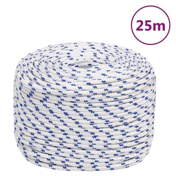 vidaXL tovværk til båd 6 mm 25 m polypropylen hvid