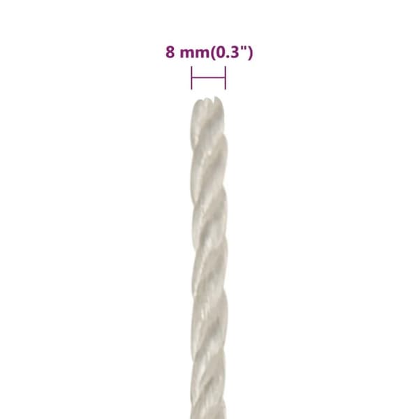 vidaXL arbejdsreb 8 mm 500 m polypropylen hvid