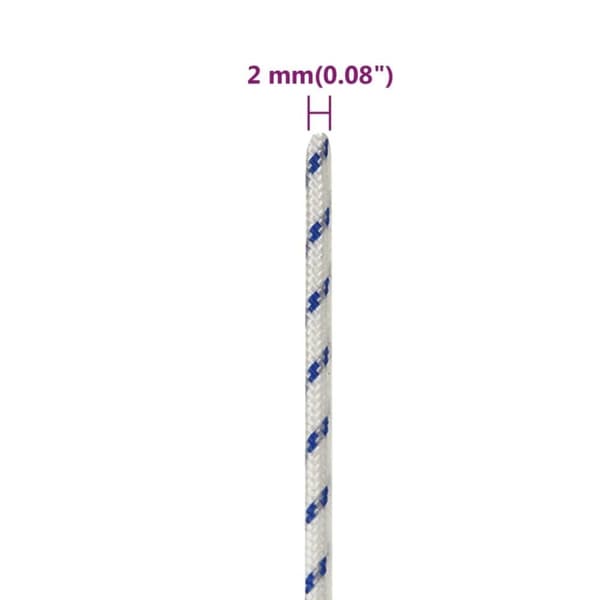 vidaXL Veneköysi valkoinen 2 mm 500 m polypropeeni