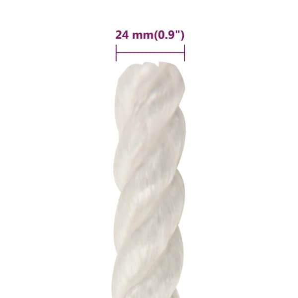 vidaXL arbejdsreb 24 mm 50 m polypropylen hvid