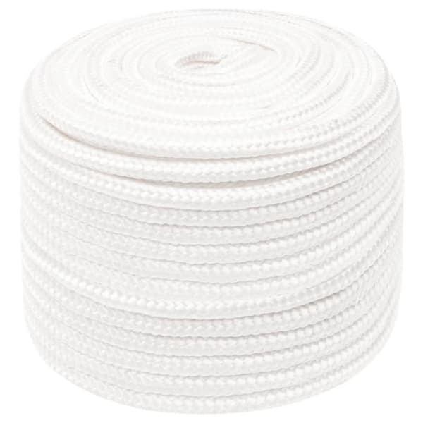 vidaXL Veneköysi täysvalkoinen 14 mm 100 m polypropeeni