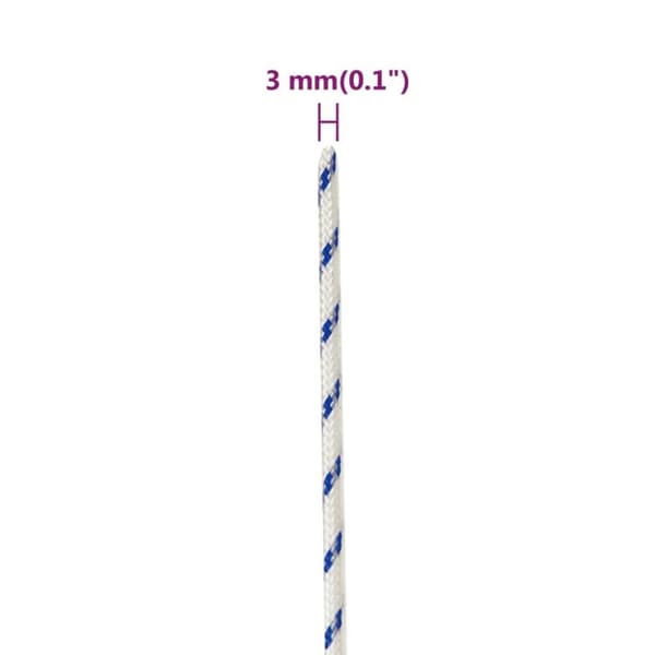 vidaXL Veneköysi valkoinen 3 mm 500 m polypropeeni
