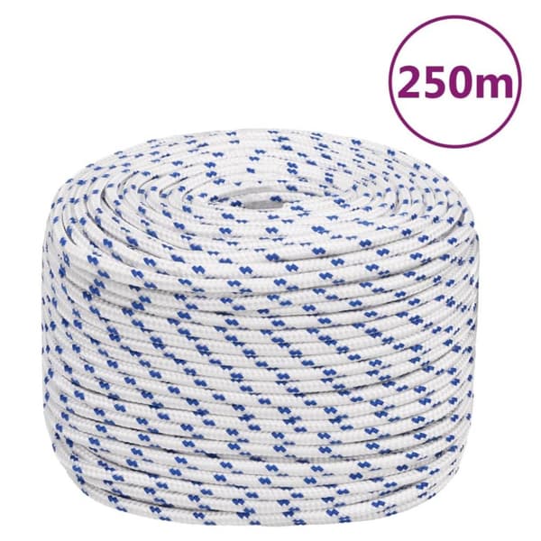vidaXL tovværk til båd 6 mm 250 m polypropylen hvid