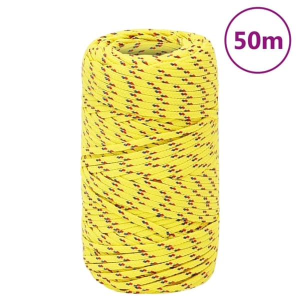 vidaXL tovværk til båd 2 mm 50 m polypropylen gul