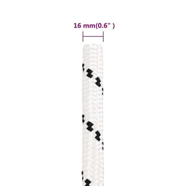 vidaXL flettet tovværk 16 mm x 25 m polyester hvid