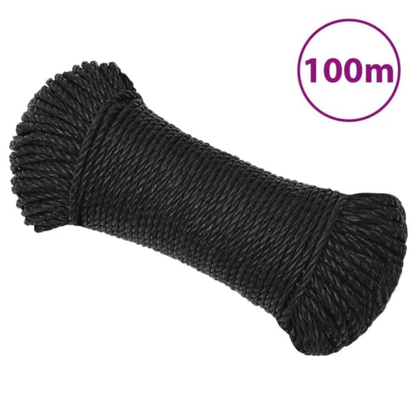 vidaXL arbejdsreb 6 mm 100 m polypropylen sort