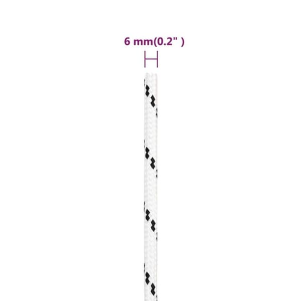 vidaXL flettet tovværk 6 mm x 25 m polyester hvid