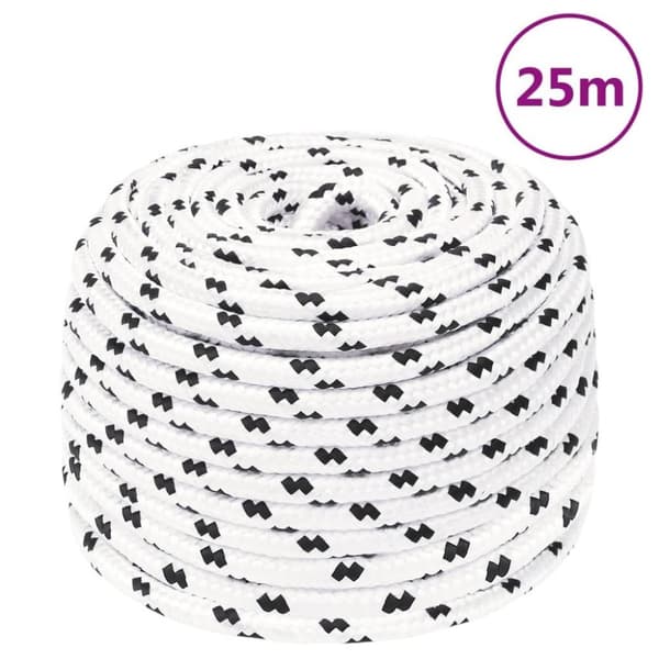 vidaXL flettet tovværk 6 mm x 25 m polyester hvid