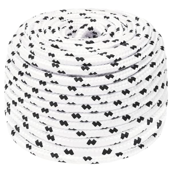 vidaXL flettet tovværk 6 mm x 25 m polyester hvid