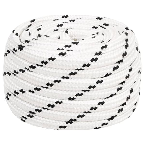 vidaXL Punottu veneköysi valkoinen 20 mm x 100 m polyesteri