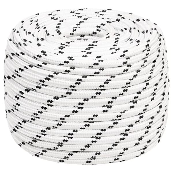 vidaXL flettet tovværk 12 mm x 25 m polyester hvid