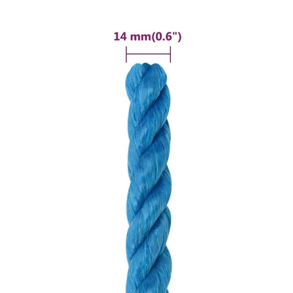 vidaXL arbejdsreb 14 mm 50 m polypropylen blå