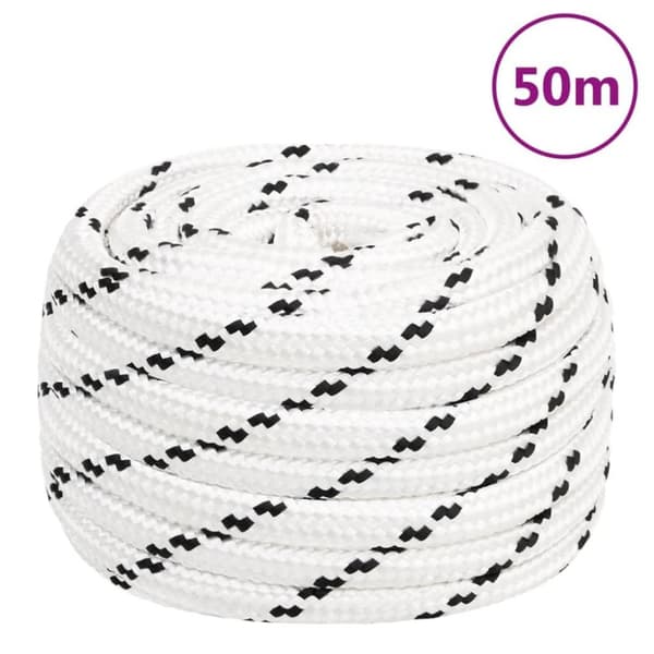 vidaXL arbejdsreb 18 mm 50 m polyester hvid