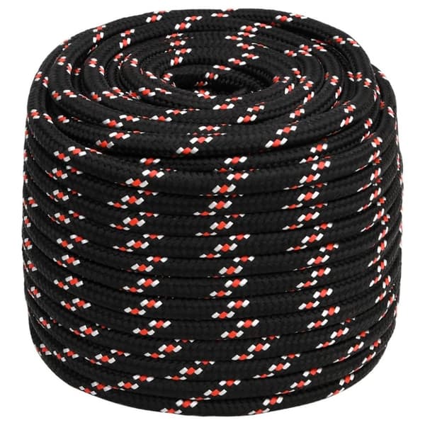 vidaXL Båttau svart 18 mm 100 m polypropylen