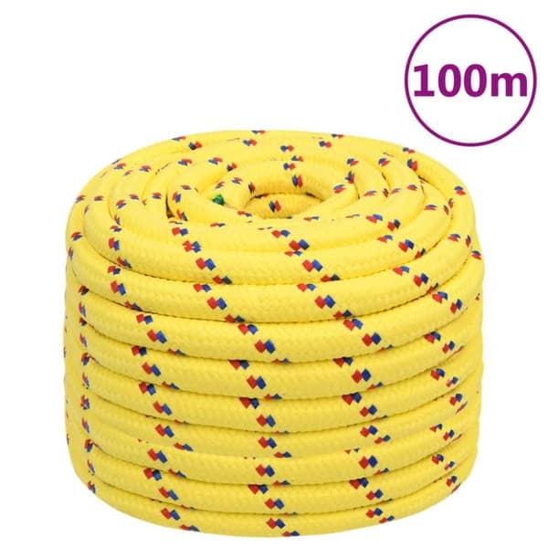 vidaXL Båttau gul 20 mm 100 m polypropylen