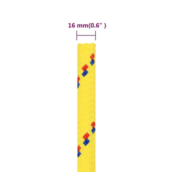 vidaXL Båttau gul 16 mm 50 m polypropylen