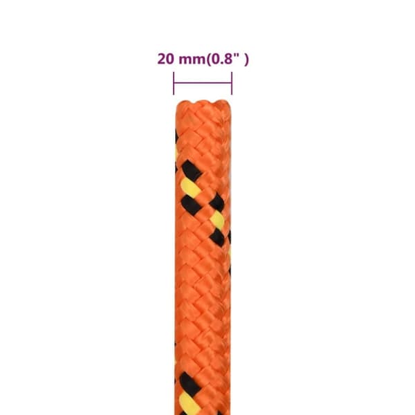 vidaXL Båttau oransje 20 mm 25 m polypropylen