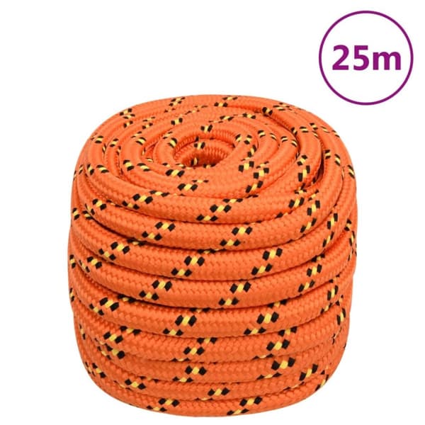 vidaXL Båttau oransje 20 mm 25 m polypropylen