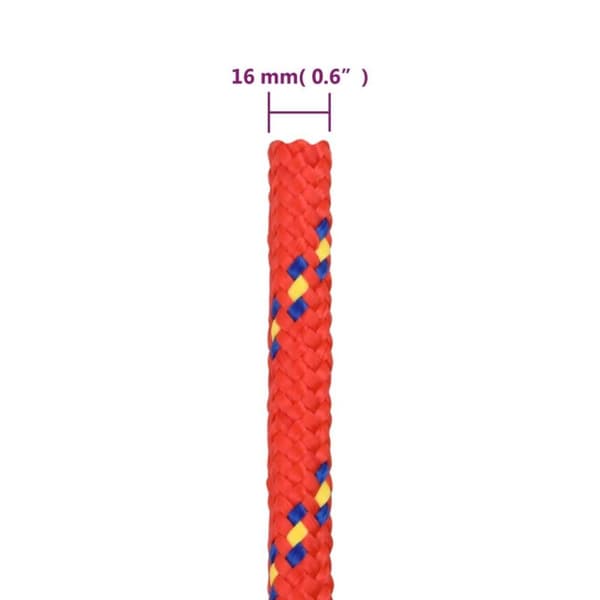 vidaXL Veneköysi punainen 16 mm 25 m polypropeeni