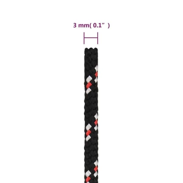 vidaXL Båttau svart 3 mm 50 m polypropylen