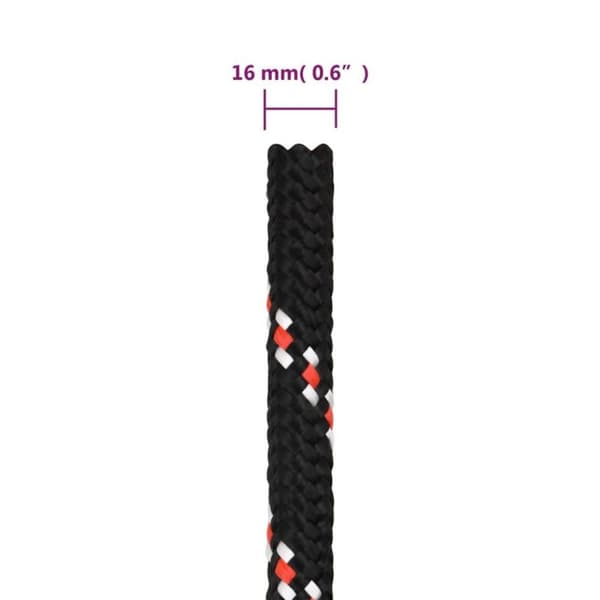 vidaXL Båttau svart 16 mm 100 m polypropylen