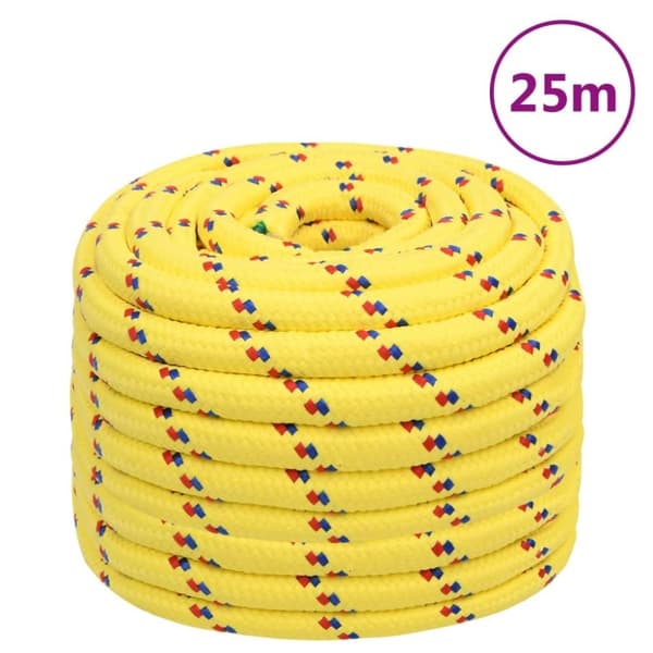 vidaXL Båttau gul 20 mm 25 m polypropylen