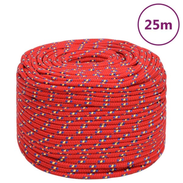 vidaXL Båttau rød 6 mm 25 m polypropylen
