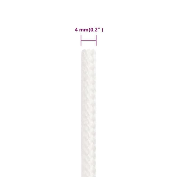 vidaXL Båttau helhvit 4 mm 50 m polypropylen