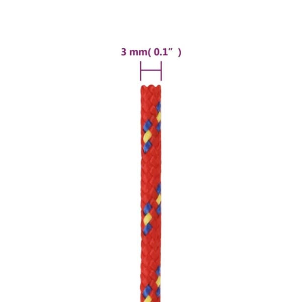 vidaXL Båttau rød 3 mm 25 m polypropylen