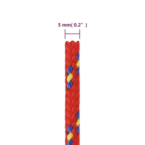 vidaXL Båttau rød 5 mm 25 m polypropylen