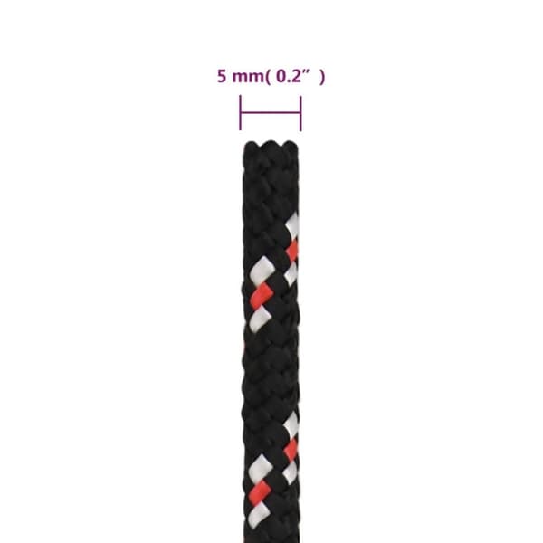 vidaXL Båttau svart 5 mm 25 m polypropylen