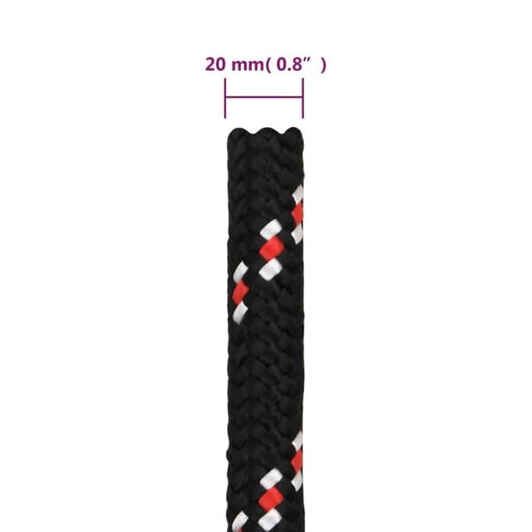 vidaXL tovværk til båd 20 mm 25 m polypropylen sort