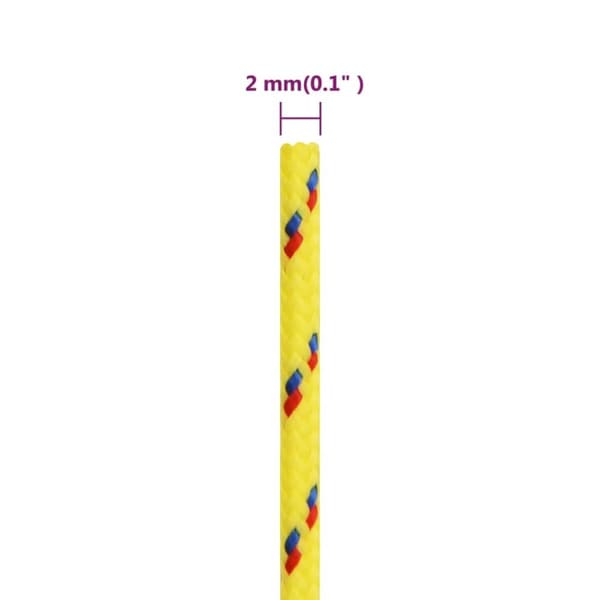 vidaXL Veneköysi keltainen 2 mm 25 m polypropeeni